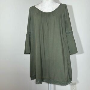 Aerie Green Long Sleeve Babydoll Mini Dress - Small